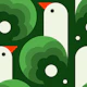 Playful birds, green (2758 B)