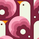Playful birds, pink (2758 C)