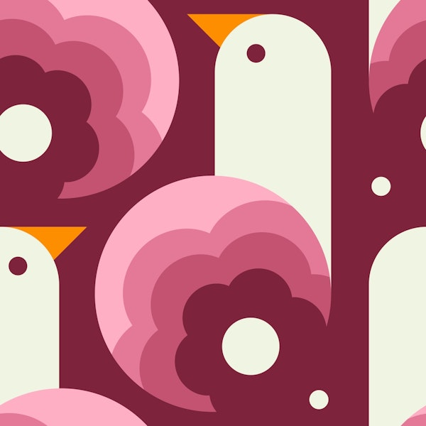 Playful birds, pink (2758 C)