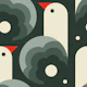 Playful birds, grey (2758 D)