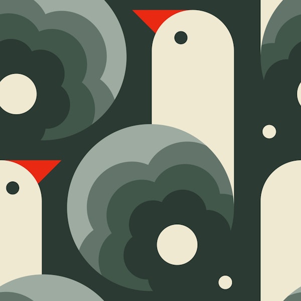 Playful birds, grey (2758 D)