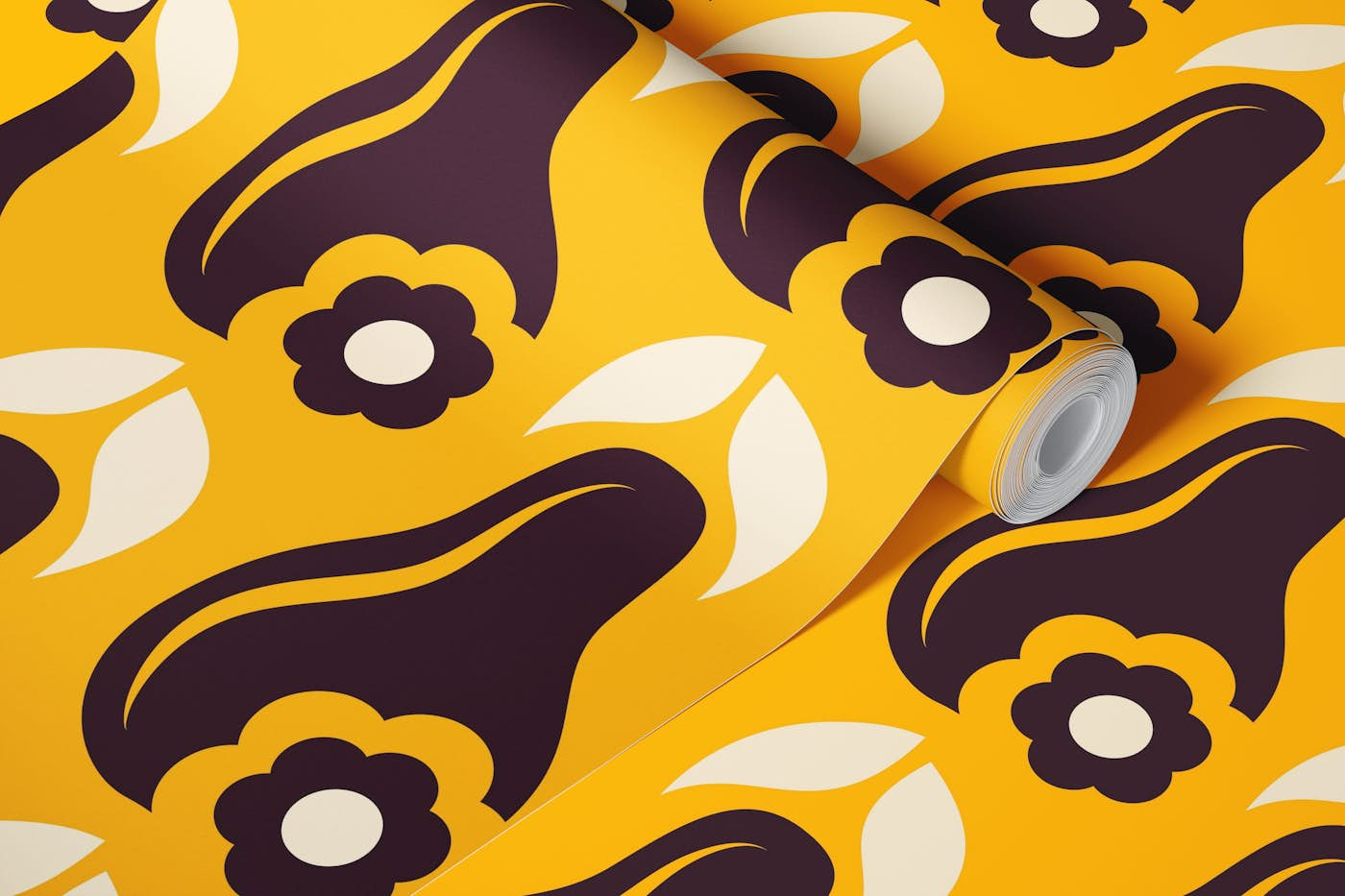 Abstract pears, yellow (2771 A) wallpaper roll