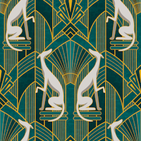 Art Deco Gray Grayhound - Backgroundg Teal tapete