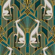 Art Deco Grey Greyhound - Backgroundg Teal