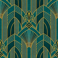 Art Deco Columns - Gold and Teal papel de parede