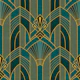 Art Deco Columns - Gold and Teal