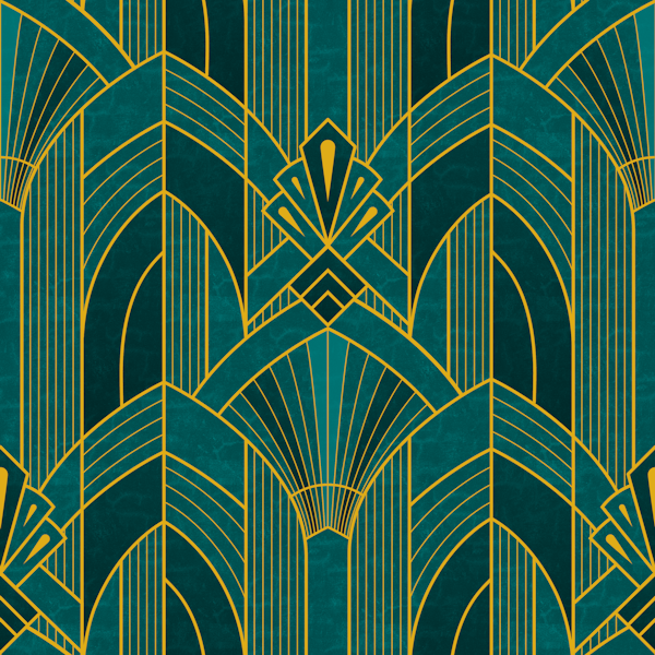 Art Deco Columns - Gold and Teal