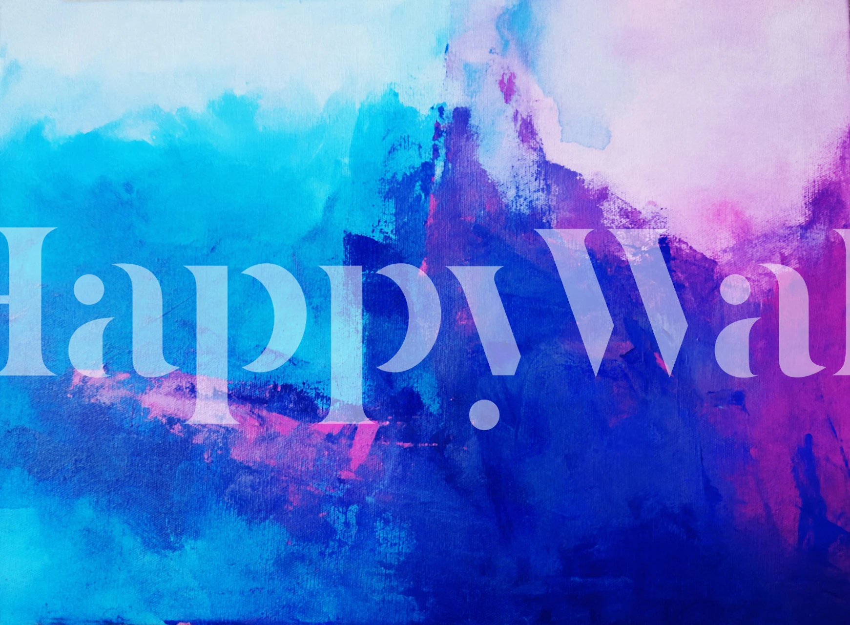 Blue and purple abstract wallpaper in a room