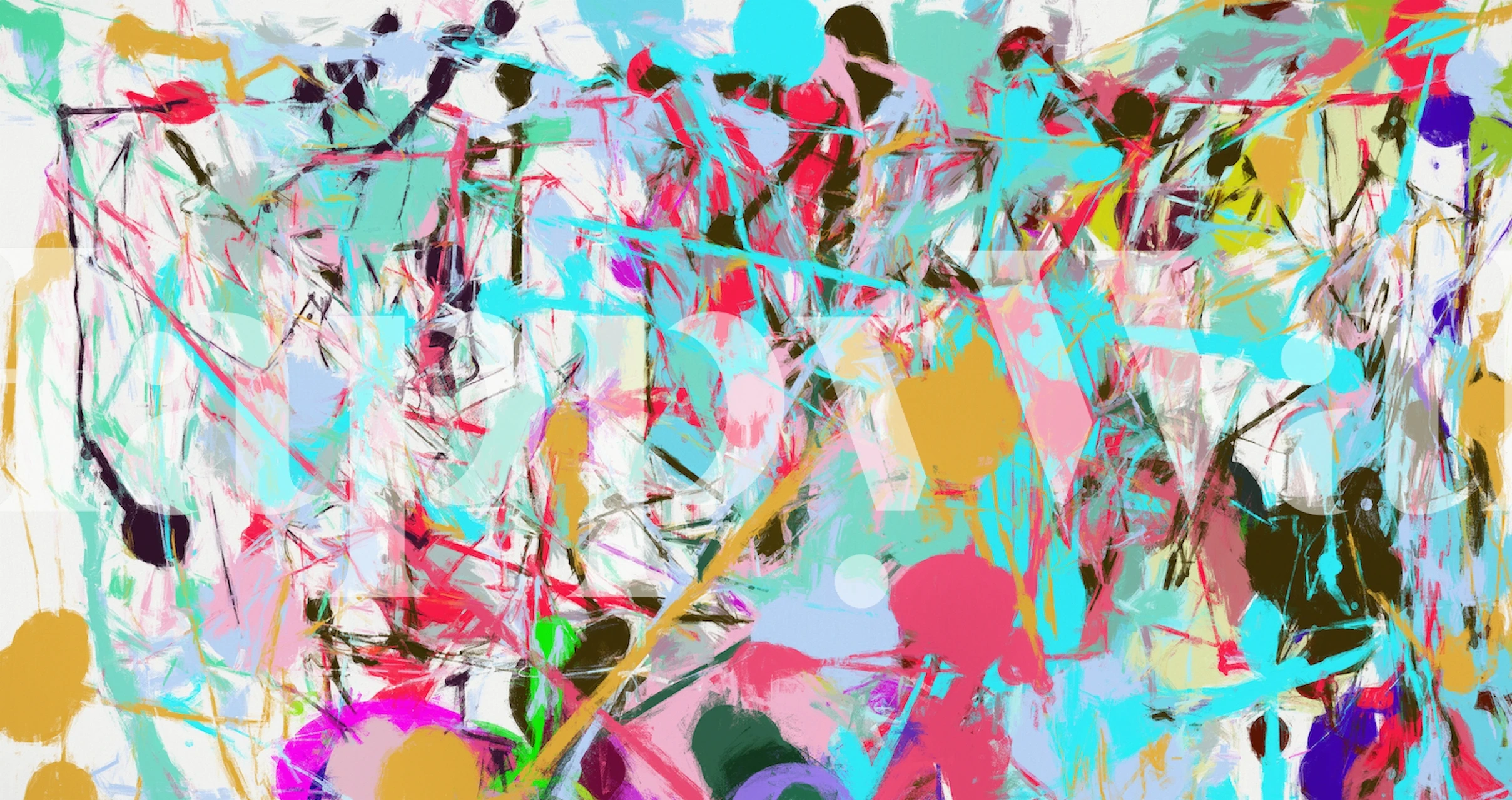 Papel de parede abstrato colorido em um quarto