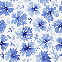Blue Watercolor Flowers ταπετσαρία
