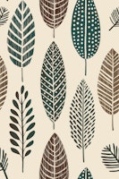 Rustic Autumn Textured Leaves Beige Green behang