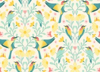 „Bee-Eater“ Bird with leaves and flowers carta da parati