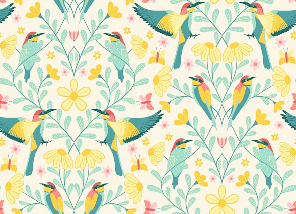 „Bee-Eater“ Bird with leaves and flowers