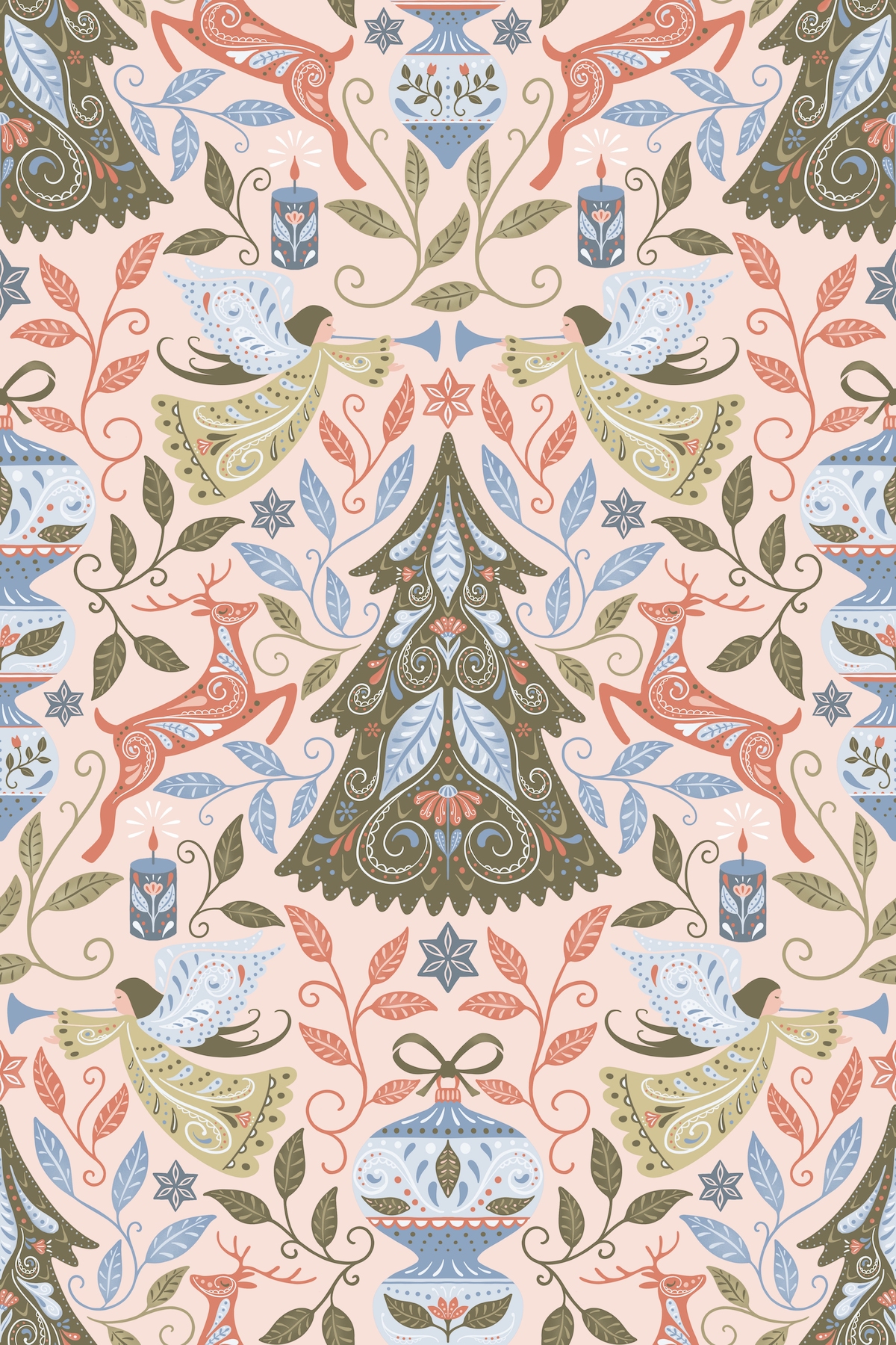 Buy Folk Forest Christmas Wallpaper Online | Happywall