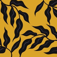 Black Retro Leaves papel de parede