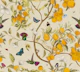 Hummingbirds, lemons and butterflies in ecru