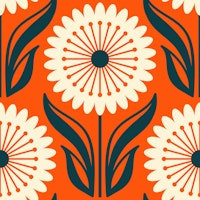 Flower pattern, orange (2769 A) wallpaper