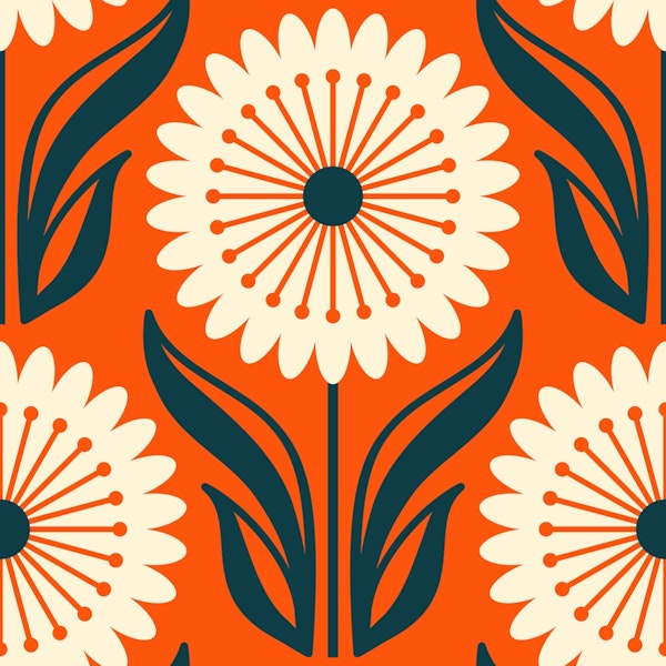 Flower pattern, orange (2769 A)