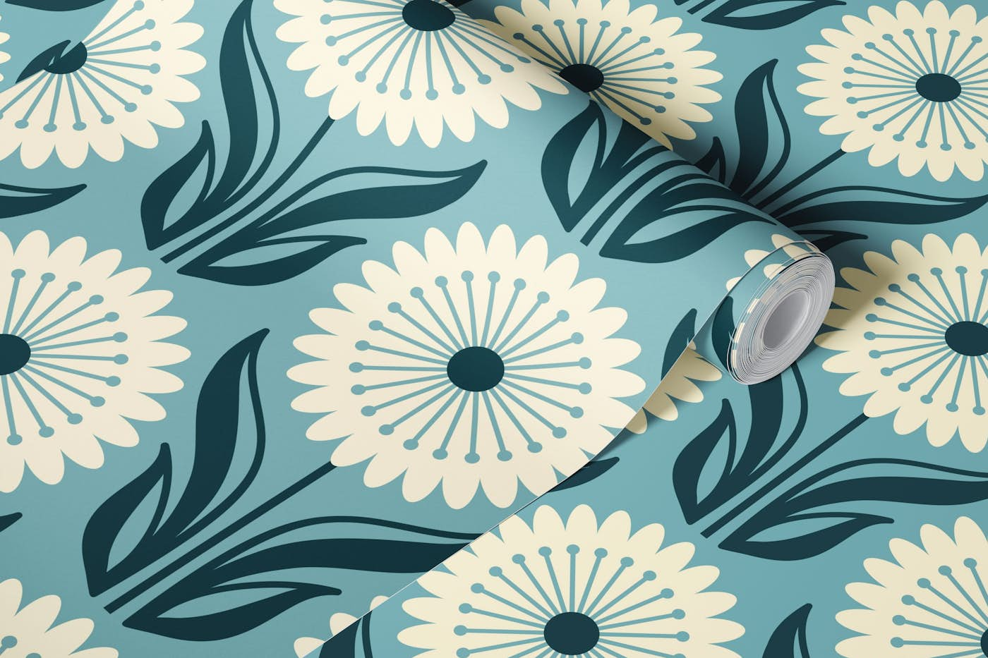 Flower pattern, blue (2769 B) wallpaper roll