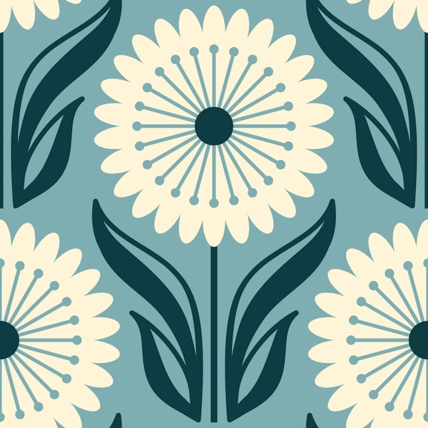 Flower pattern, blue (2769 B)