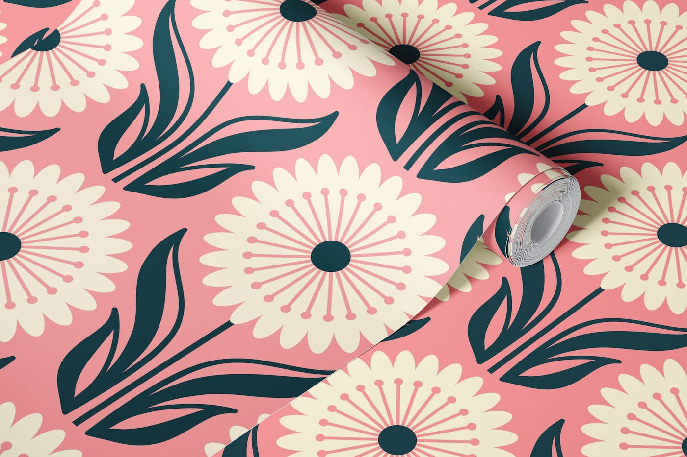 Flower pattern, pink (2769 C) wallpaper roll