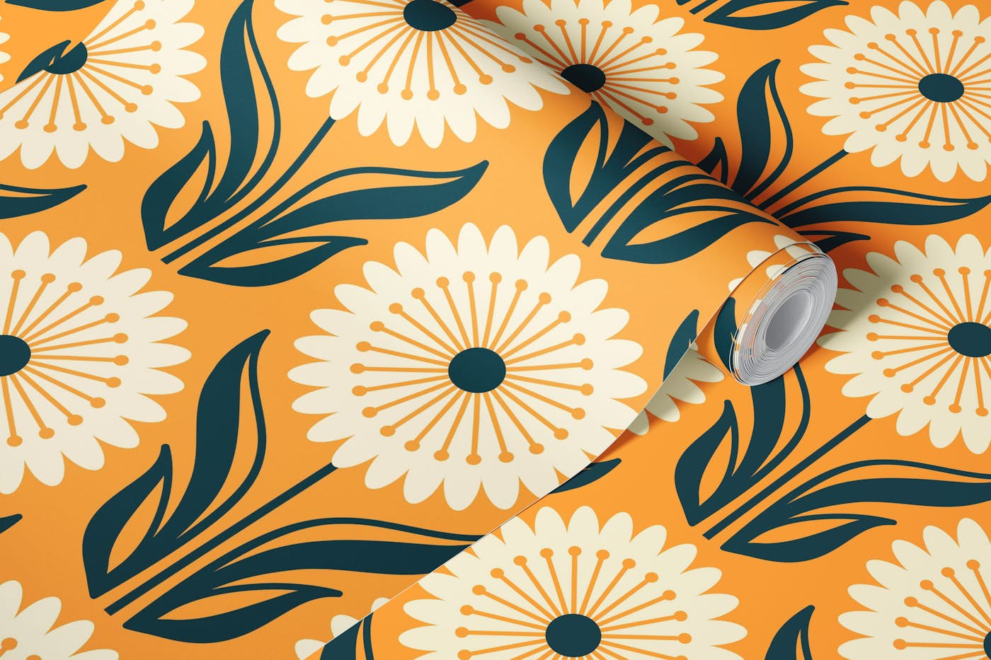 Flower pattern, yellow (2769 E) wallpaper roll