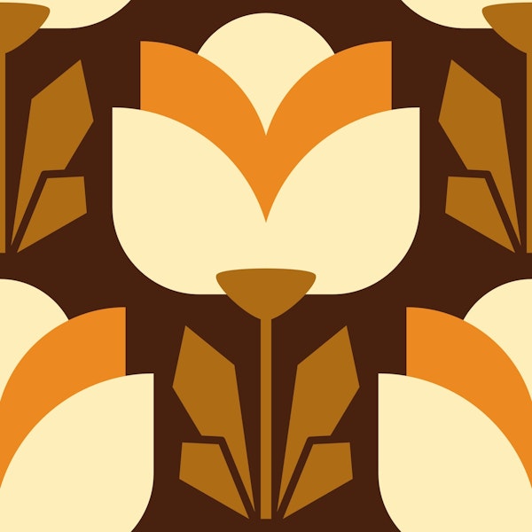 Geometric flowers, brown and orange (2778 D)