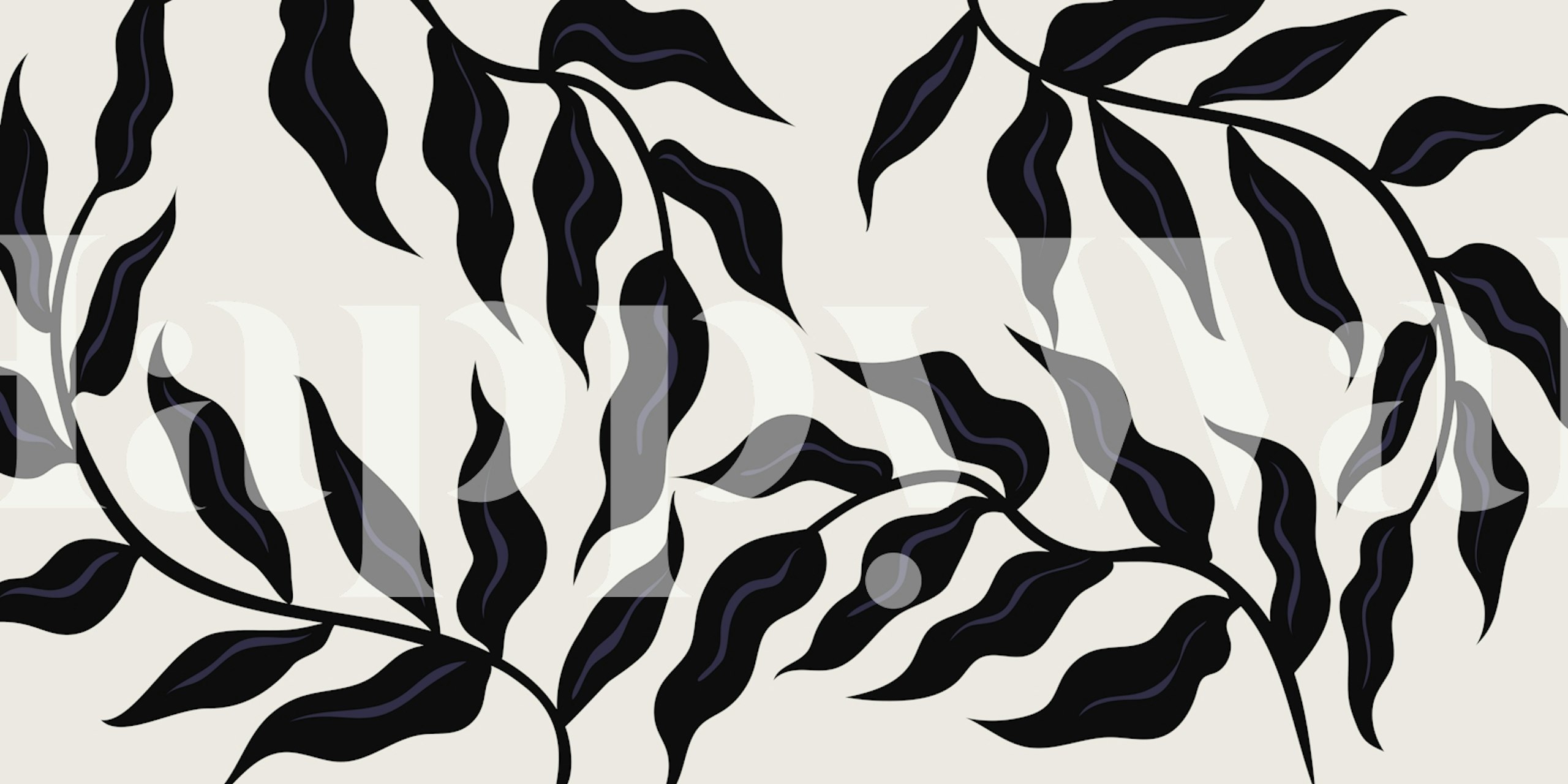 50s Leaves Black wallpaper design