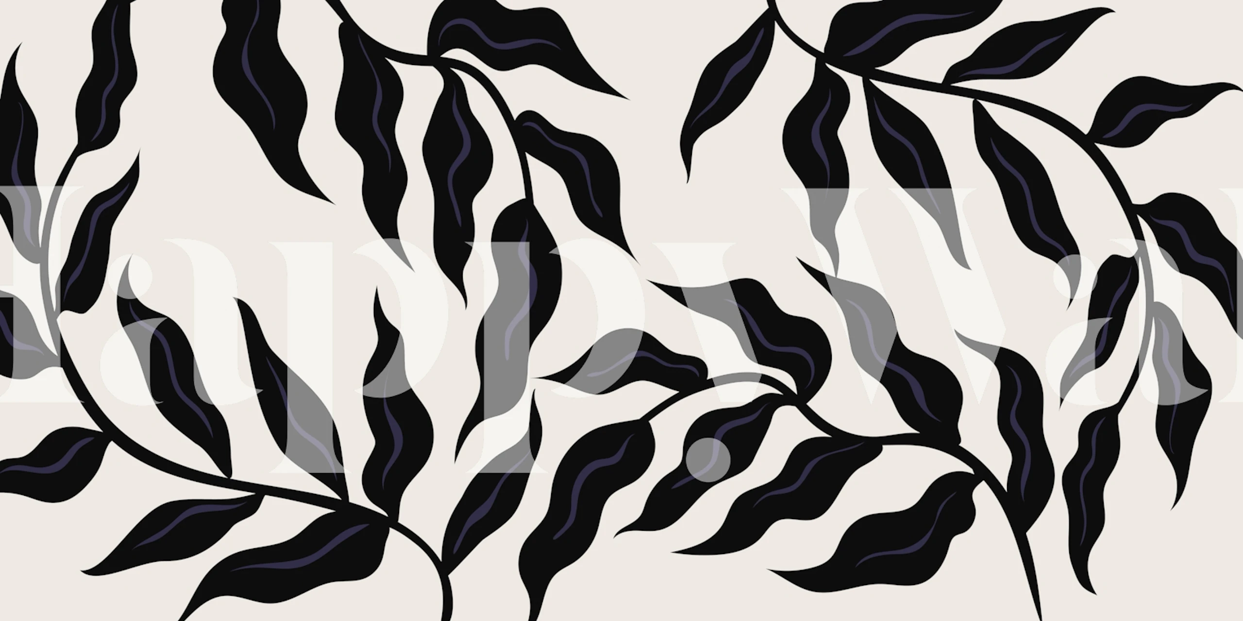 50s Leaves Black tapetdesign