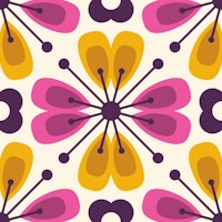 Abstract flowers, pink and yellow (2780 D) papiers peint