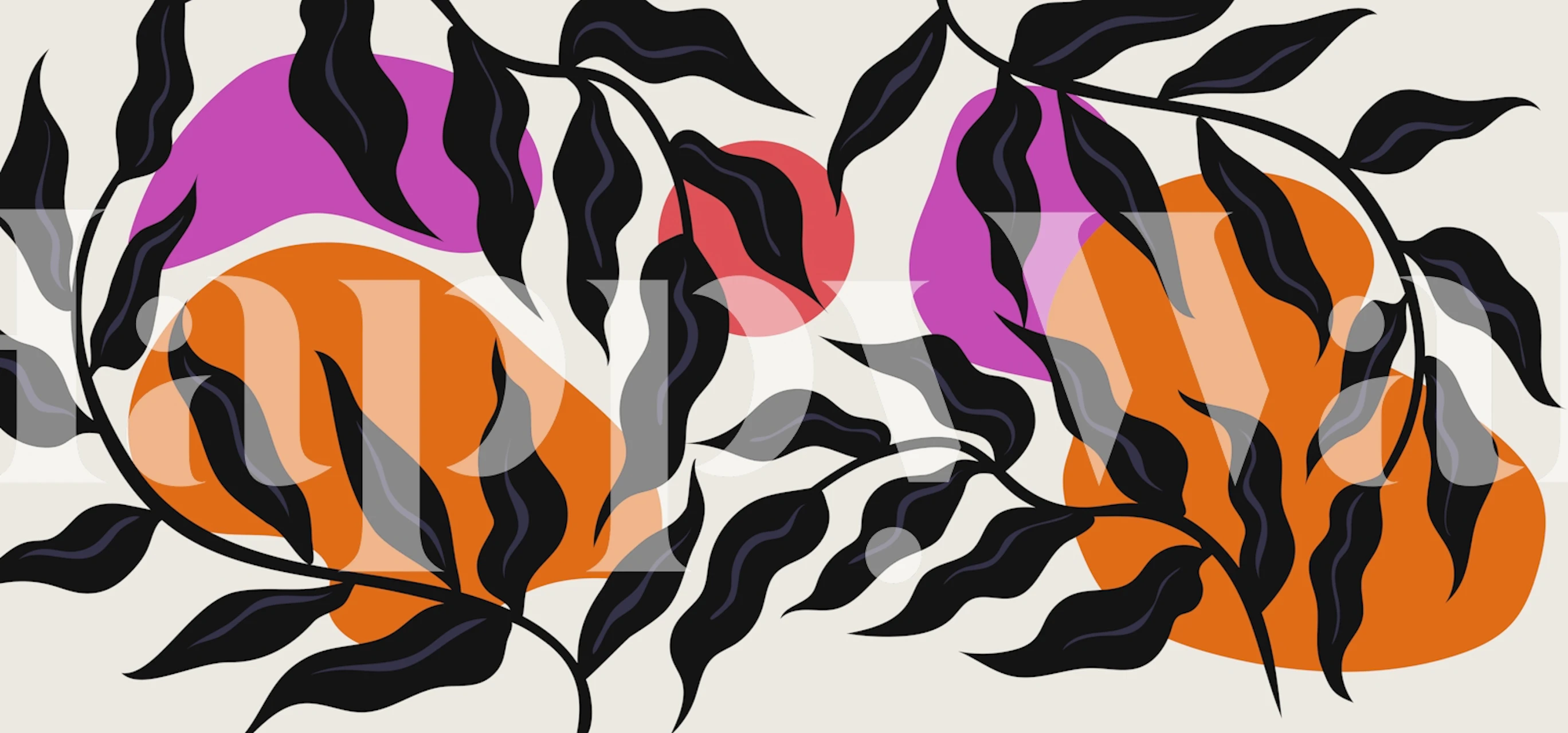 Retro-inspirert bladdesign tapet