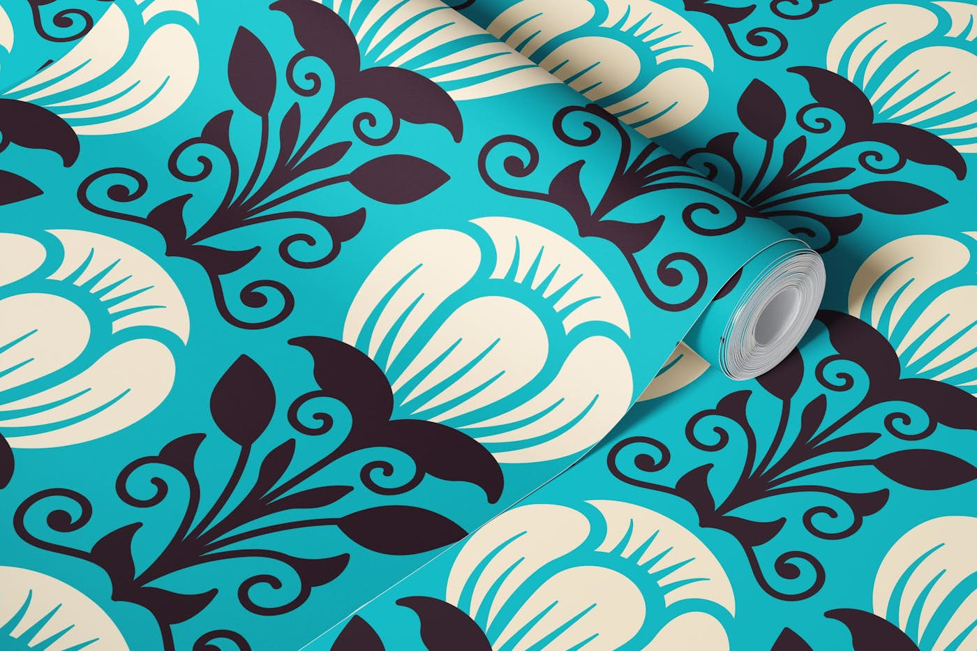 Royal flower pattern, blue (2781 F) wallpaper roll