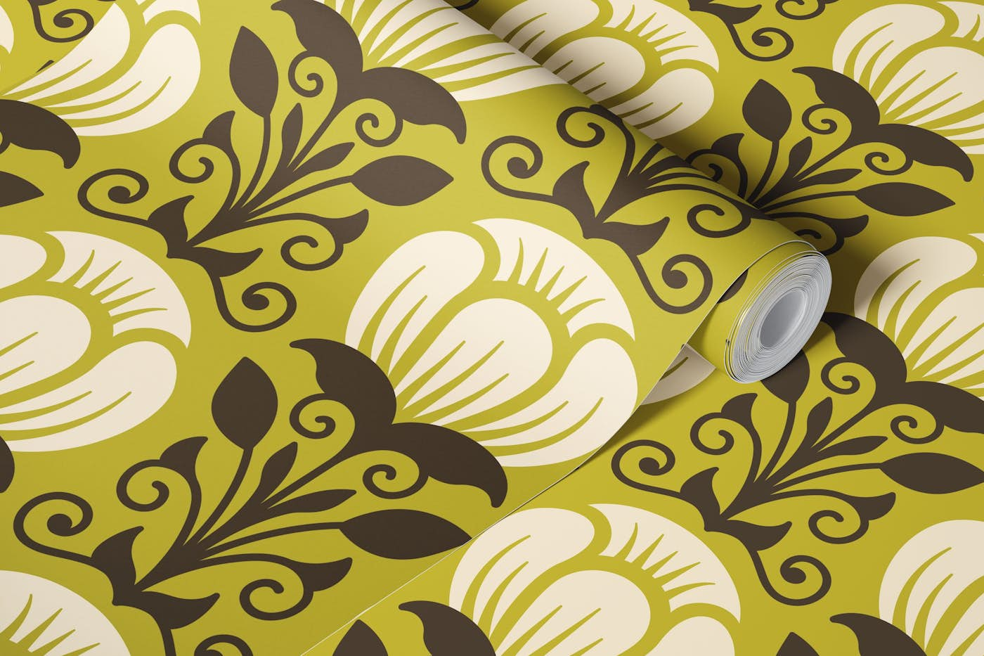 Royal flower pattern, green (2781 G) wallpaper roll