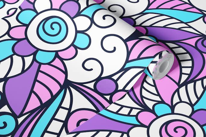 Hand drawn colorful pattern, purple (2792 A)wallpaper roll