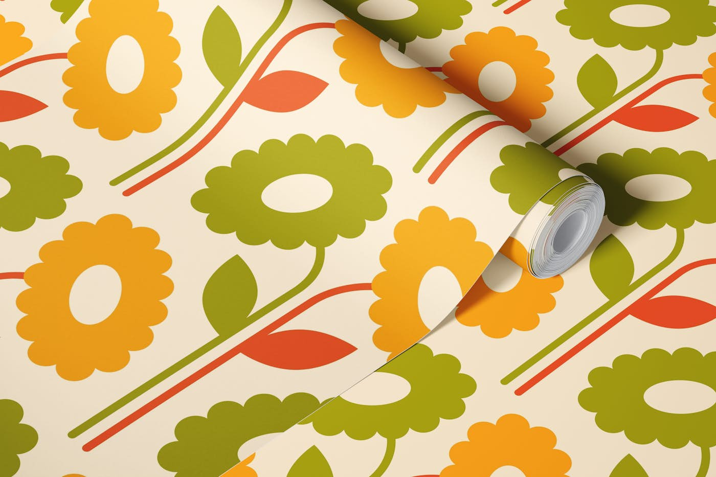 Gerbera pattern, creme (2838 G) wallpaper roll