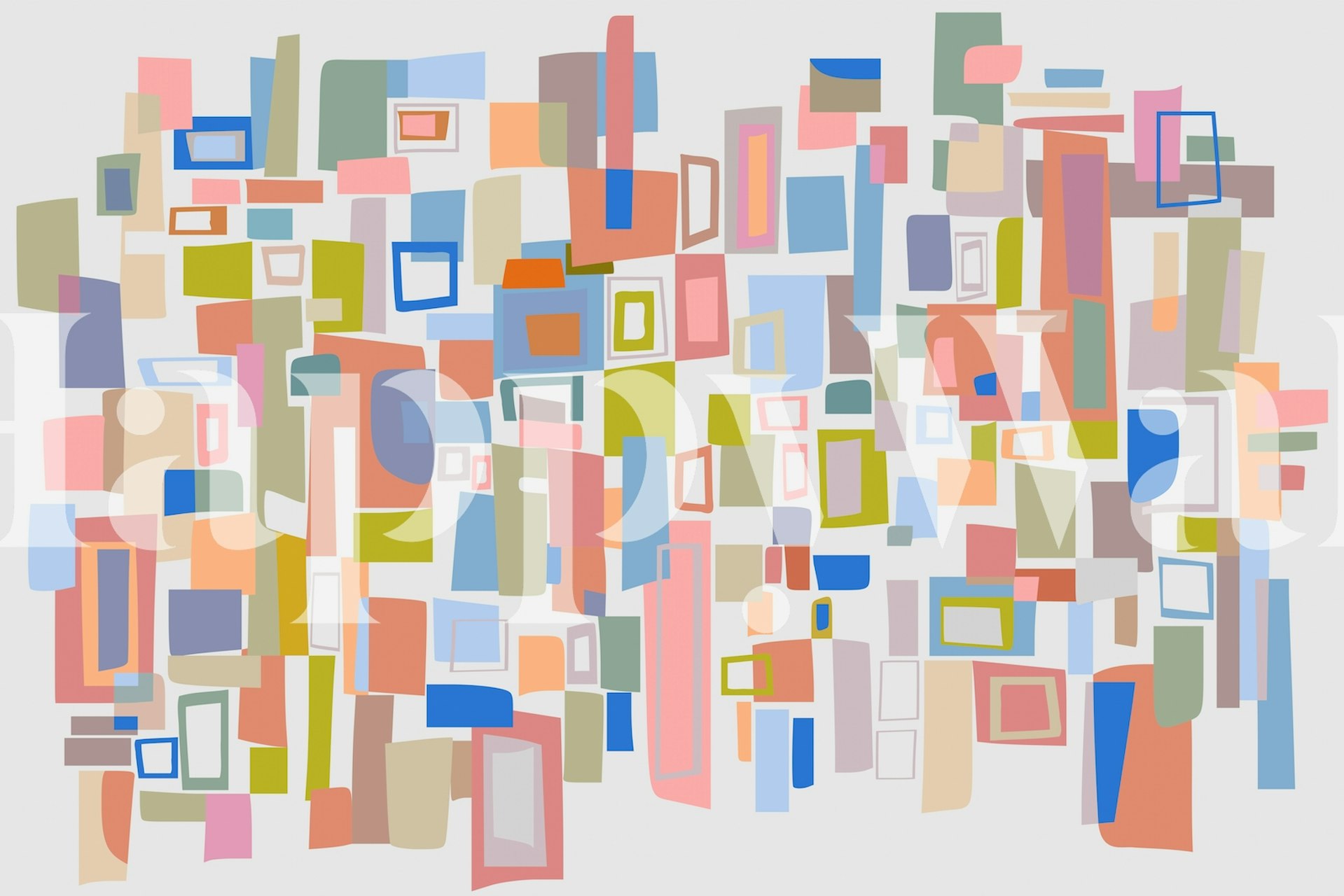 Colorful geometric abstract shapes in pastel tones wallpaper