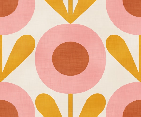 Geo Mod Flowers Blush Pink and Gold