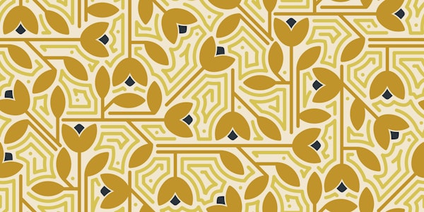 geometric leaves and flowers mustardyellow