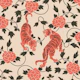 Chinese Vintage Tigers Floral Mural