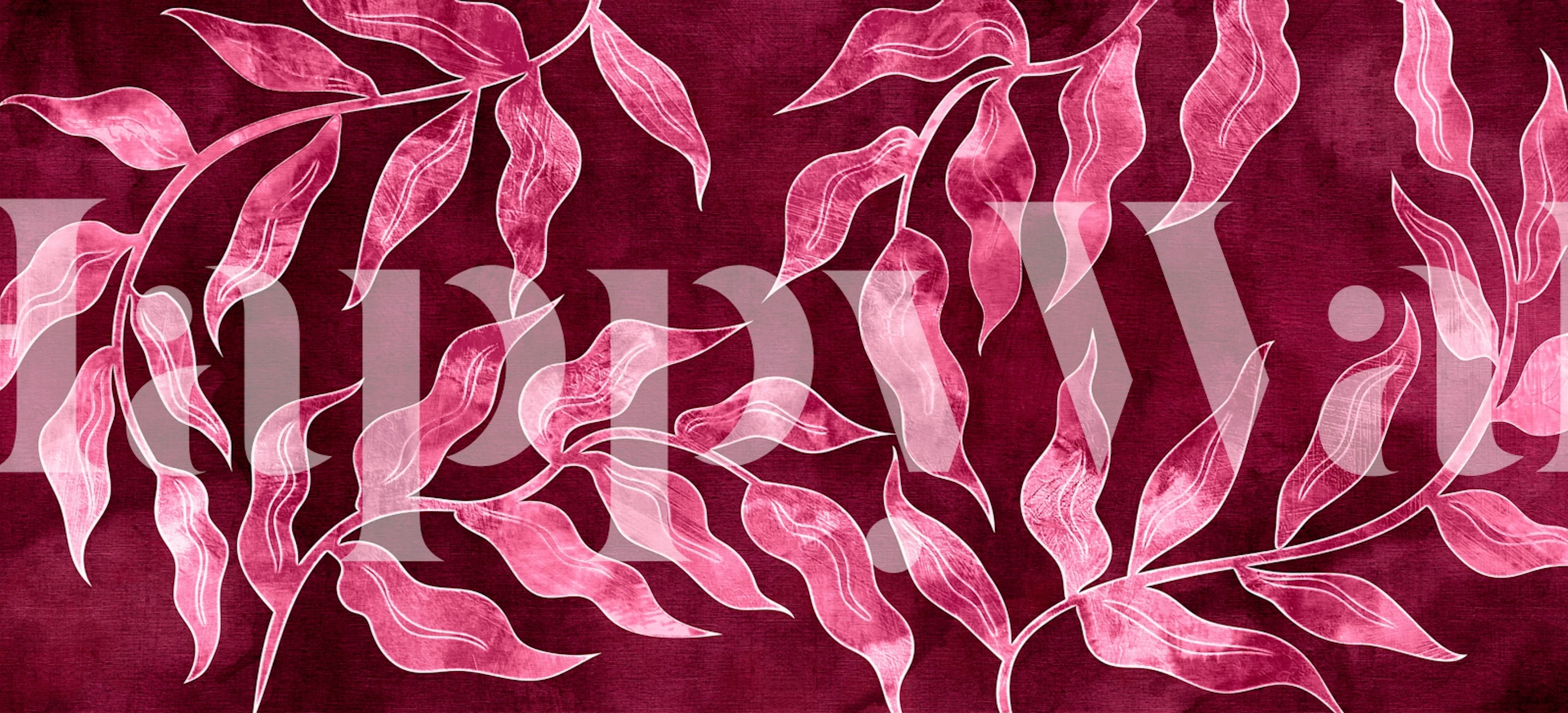 Watercolor Leaf Fabric behang getoond in een kamer