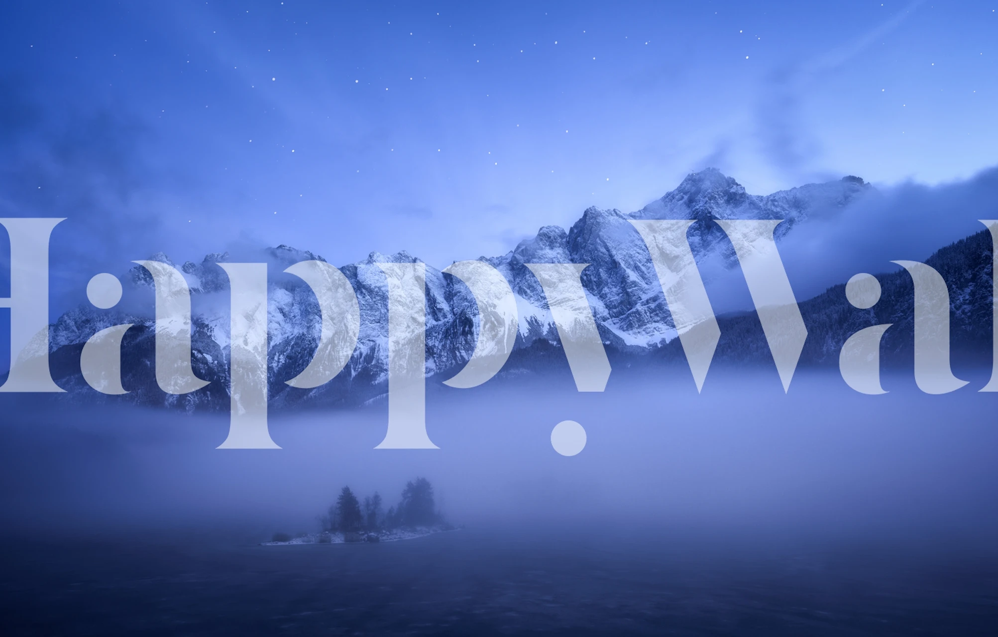 Misty winter evening mountain wallpaper