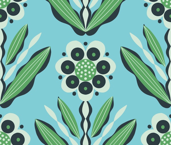 simplicissimus florals on sky blue