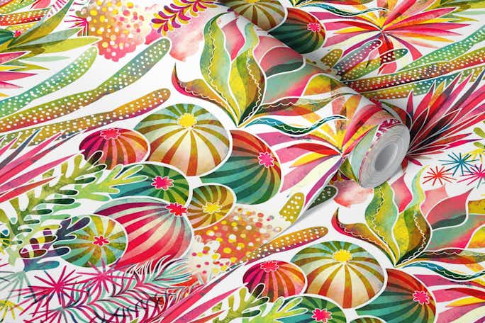 colorful succulent gardenwallpaper roll