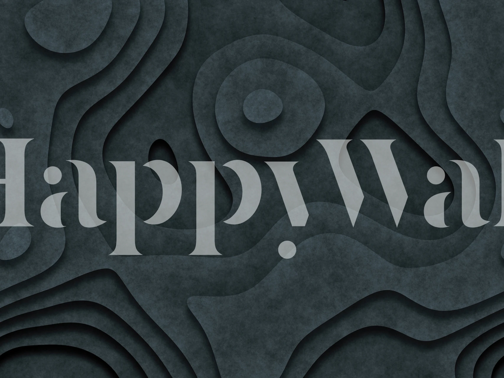 Teal grey dimensional geometric wallpaper with layered shapes and curves