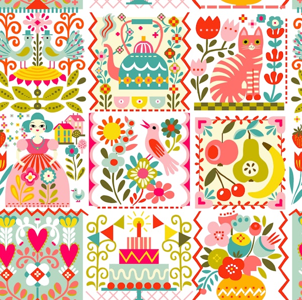 happy cross stich folk art