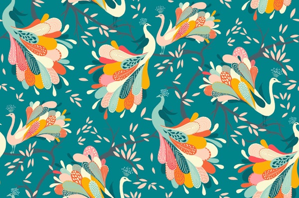 paisley peacock on teal