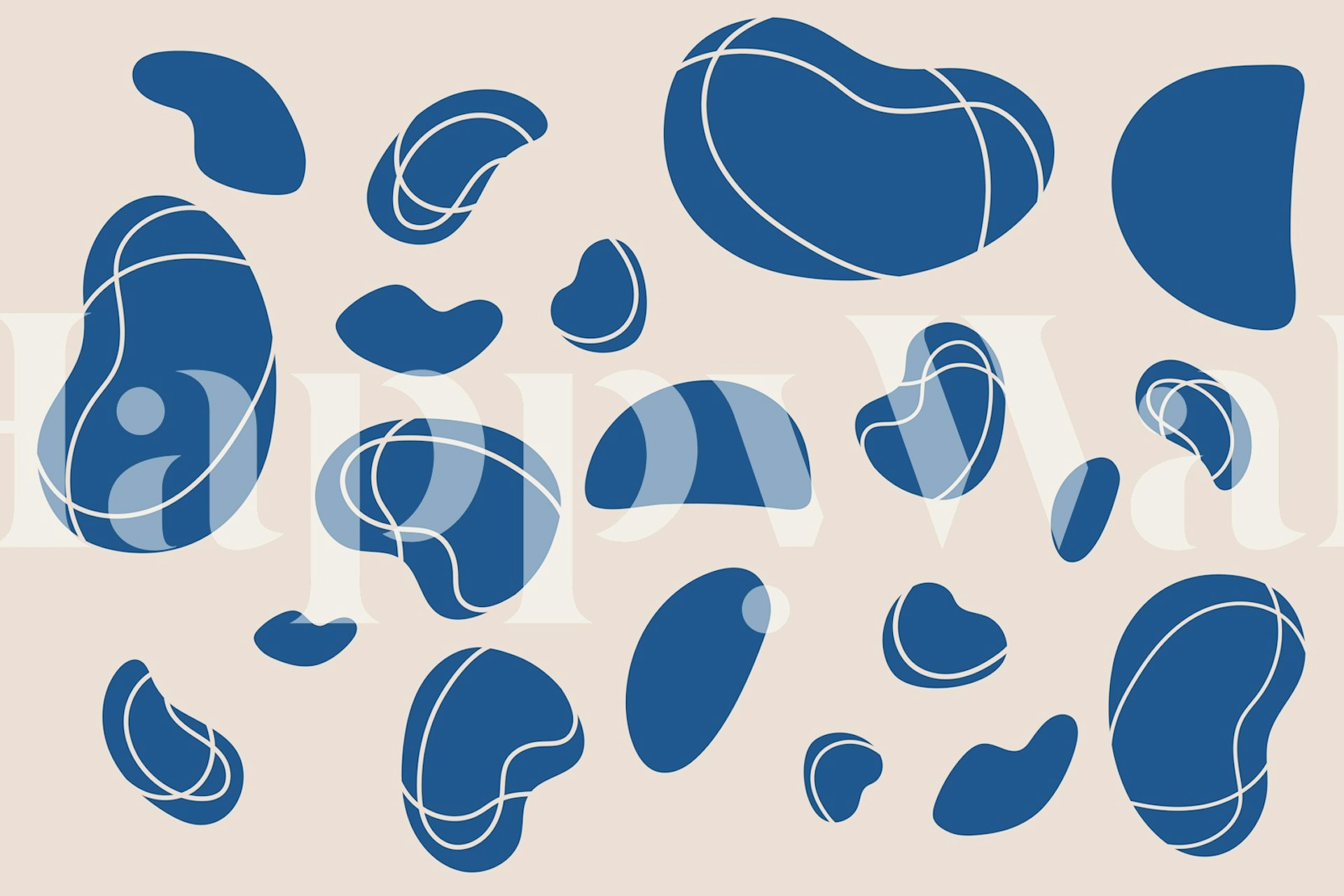 Navy Mid-Century Clouds tapet i et rom