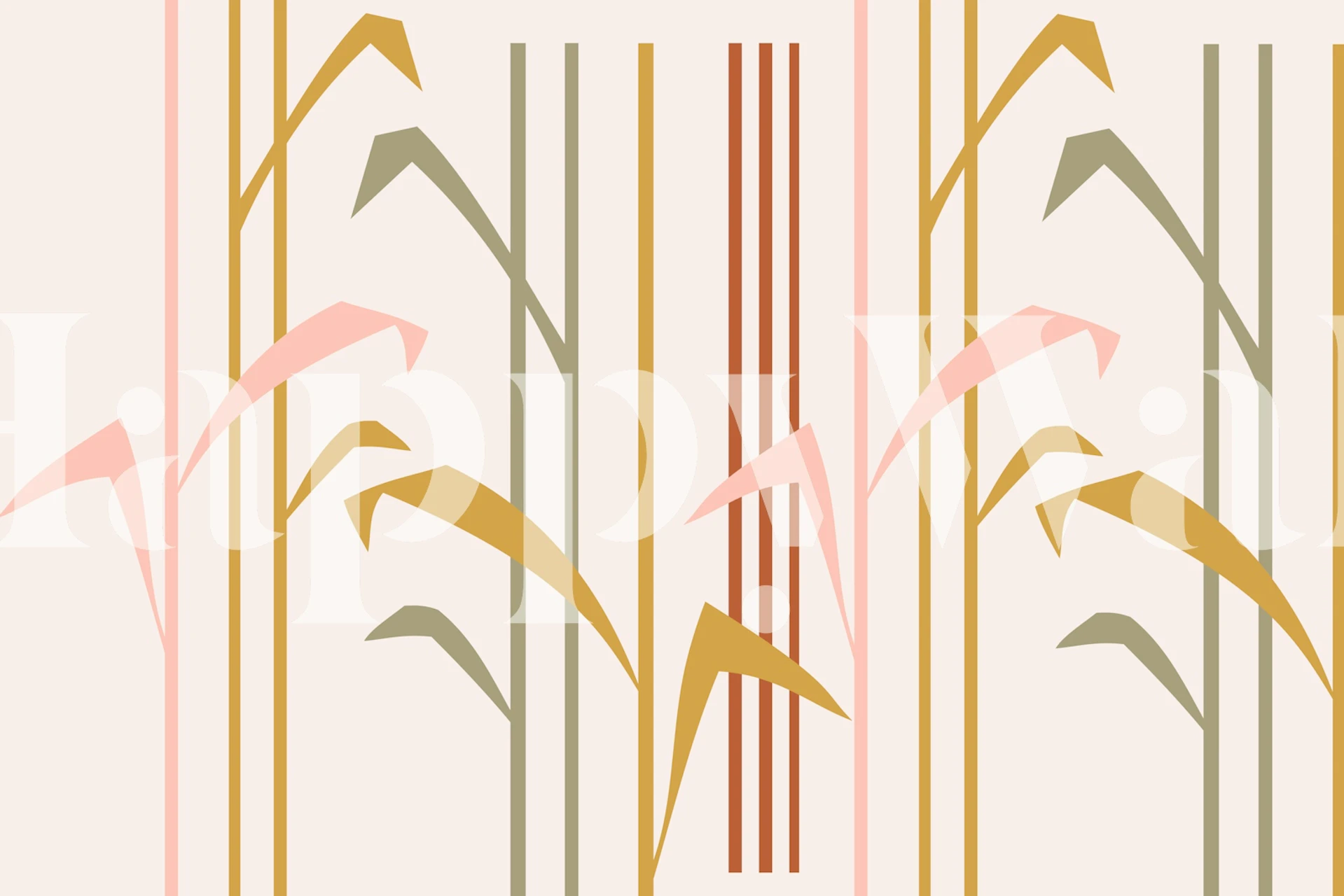 Mid-Century Japan Meadow tapet i et rum