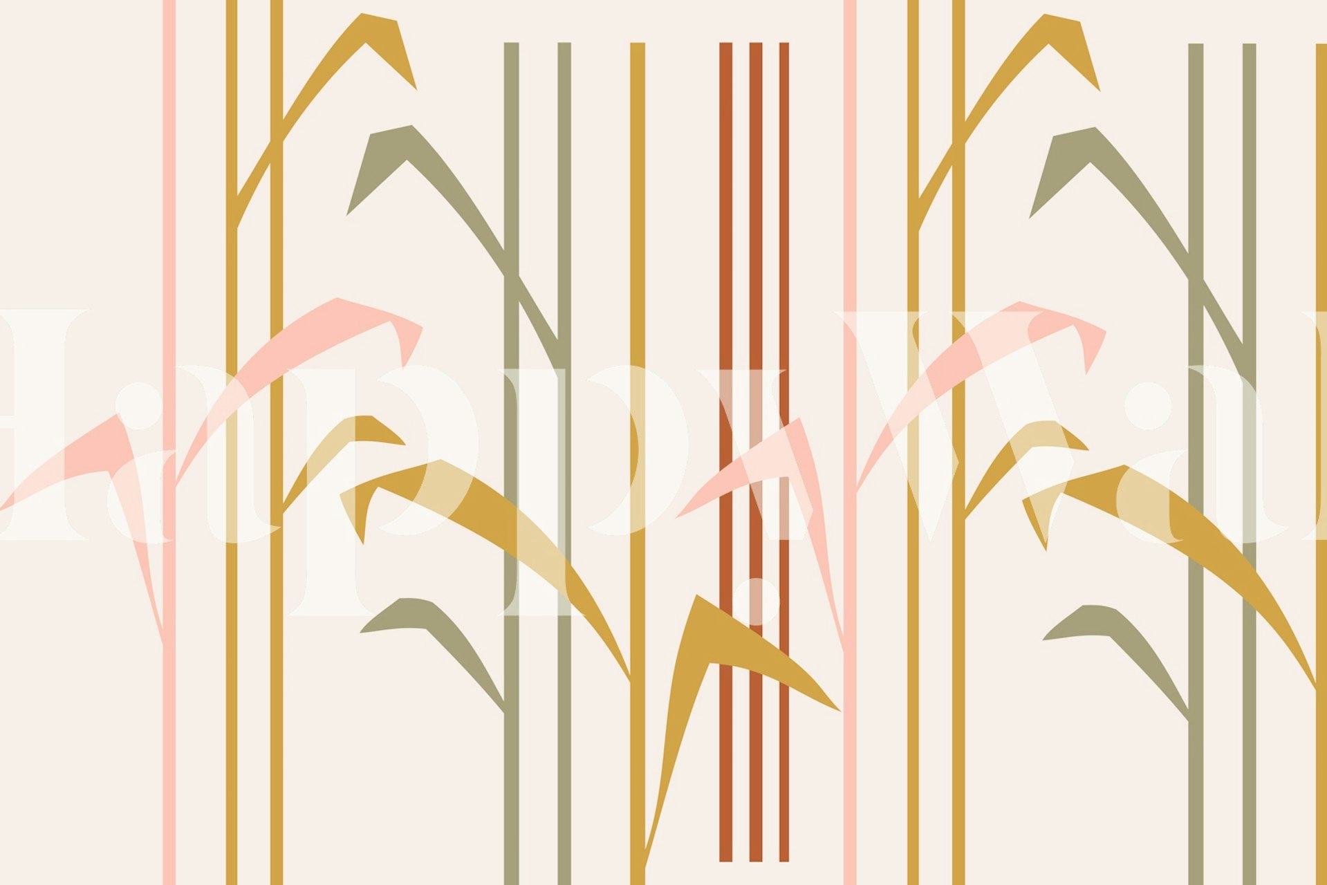 Ταπετσαρία Mid-Century Japan Meadow σε ένα δωμάτιο