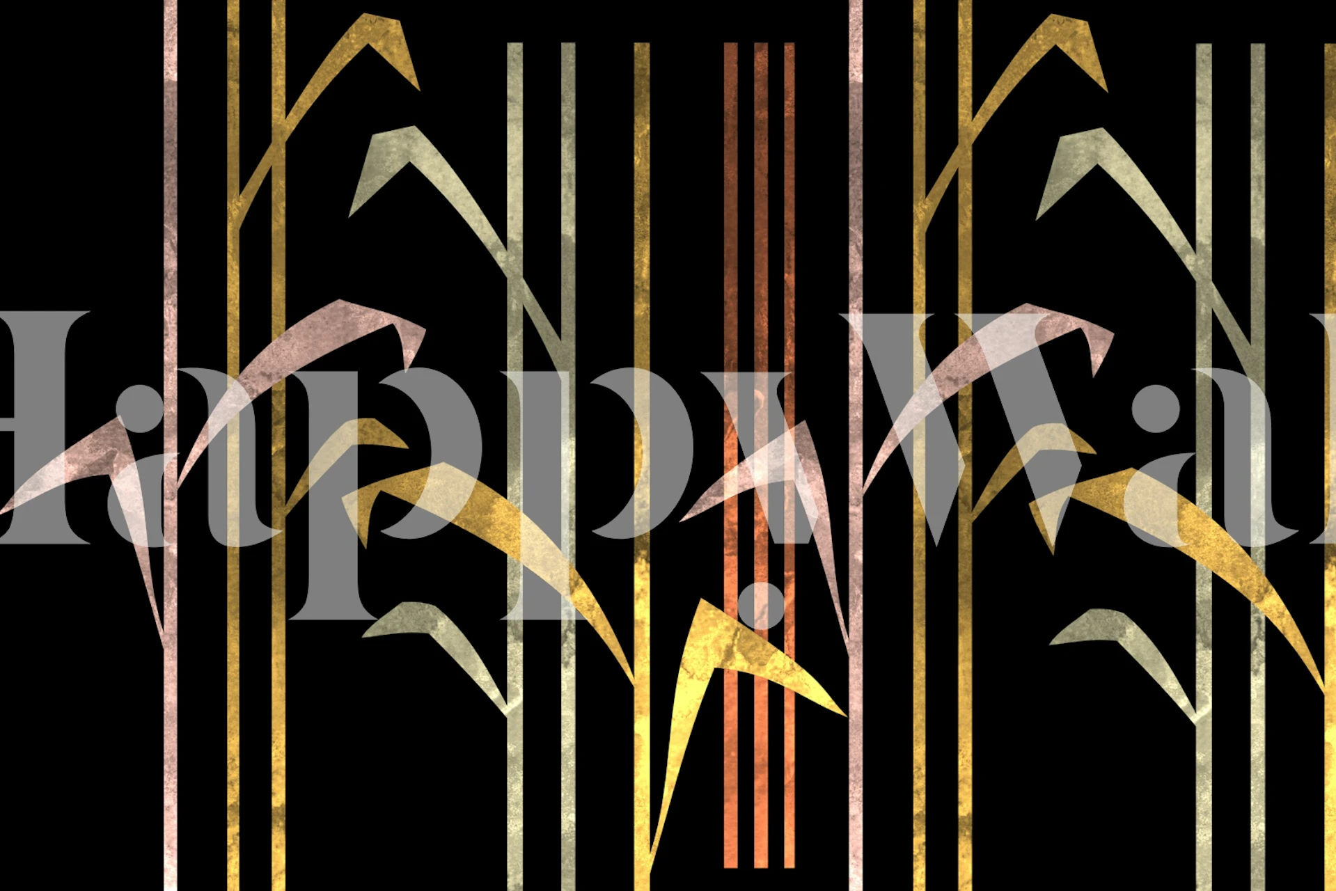 Floral and striped design in yellow, pink, and green wallpaper